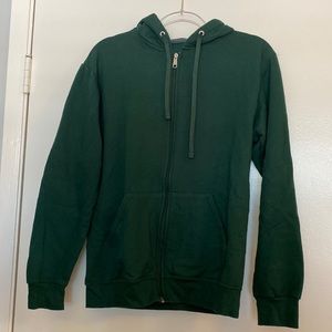 green zip up hoodie